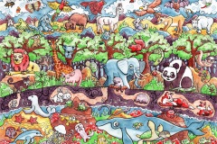 75 Animals (Lines: Brush with Ink / Colour: Watercolour)