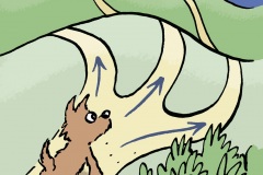 Dog chosing path - from JKP’s "Parenting Patchwork Treasure Deck", written by Dr Karen Treisman (Dip pen with Ink / Photoshop)