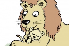 Lion and Cub - from JKP’s "Parenting Patchwork Treasure Deck", written by Dr Karen Treisman (Dip pen with Ink / Photoshop)