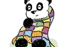 Panda in patchwork blanket - from JKP’s "Parenting Patchwork Treasure Deck" written by Dr Karen Treisman (Dip pen with Ink / Photoshop)