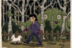 Walking the dog (Dip pen with Ink / Photoshop)