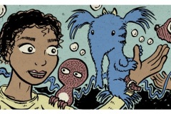 Hanging with creatures (Dip pen with Ink / Photoshop)