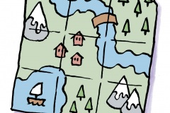 Map - from JKP’s "Parenting Patchwork Treasure Deck", written by Dr Karen Treisman (Dip pen with Ink / Photoshop)