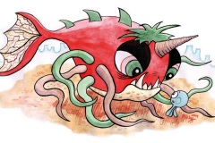 “Lucy the Octopus” published by JKP (Lines: Brush with Ink / Colour: Watercolour)