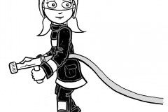 Fire fighter - from JKP’s “Can I Tell You About Courage?”, written by Liz Gulliford (Dip pen with Ink / Photoshop)