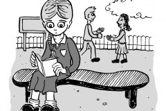 Alone in playground - from JKP’s “Can I Tell You About Courage?”, written by Liz Gulliford (Dip pen with Ink / Photoshop)