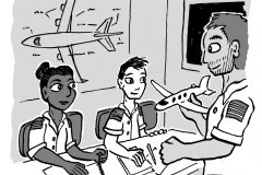 Learning to be a pilot - from JKP’s “Can I Tell You About Hope?”, written by Liz Gulliford (Dip pen with Ink / Photoshop)